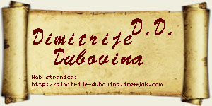 Dimitrije Dubovina vizit kartica